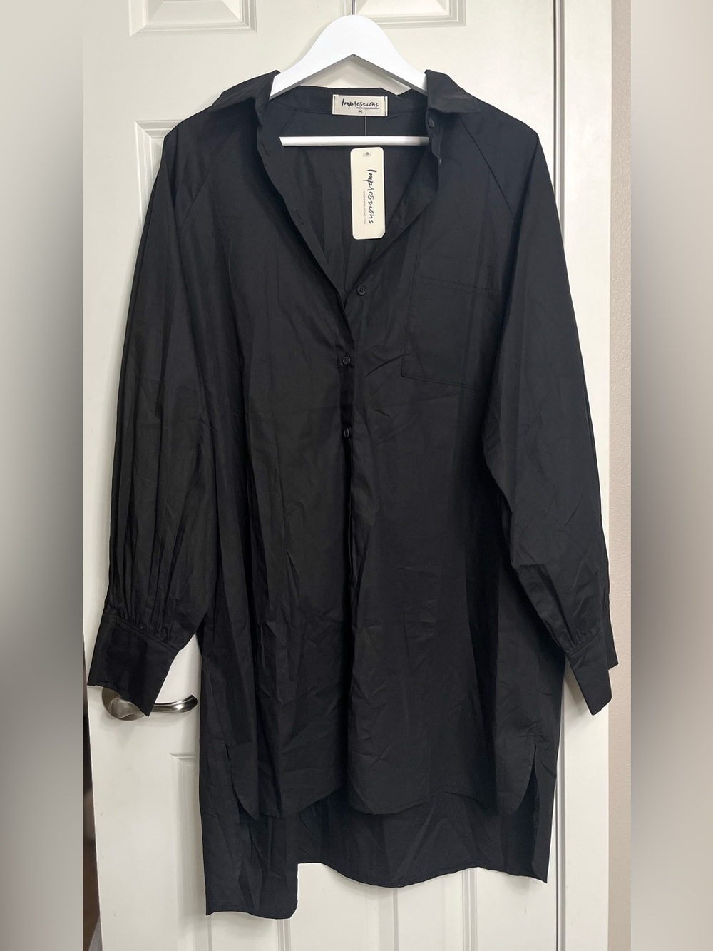 Impressions Oversized Button-Front Shirt Dress